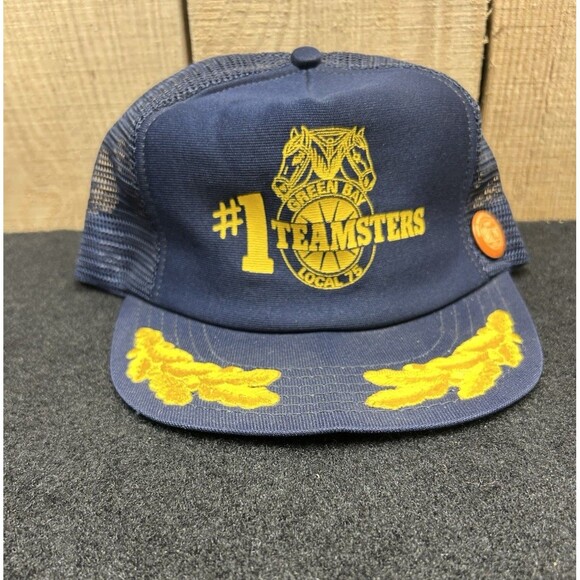 Vintage 80's Scrambled Eggs Teamsters Local 75 Green Bay Snapback Hat/Cap Blue - Picture 4 of 12